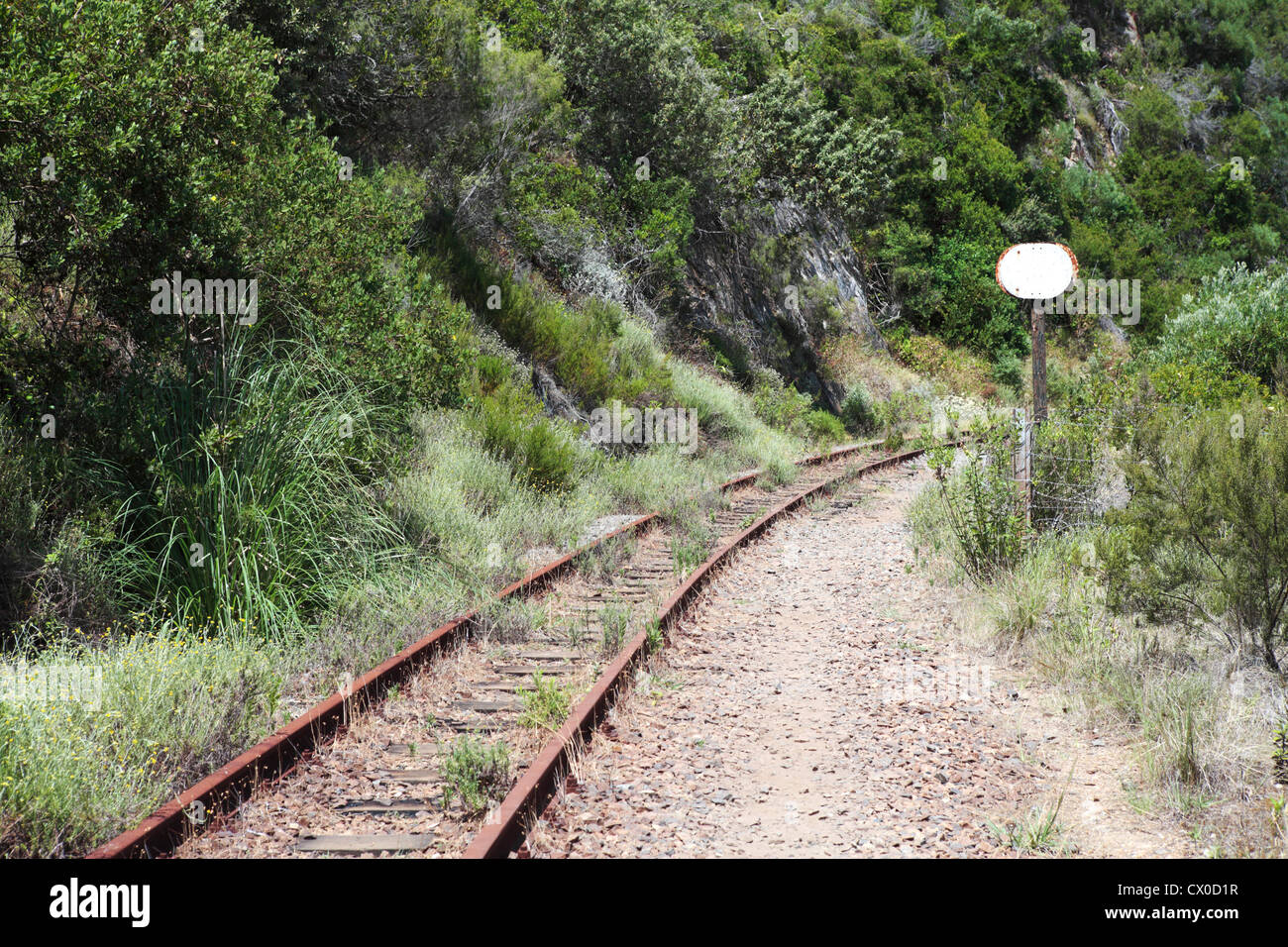 Abbandonata la linea ferroviaria Foto Stock