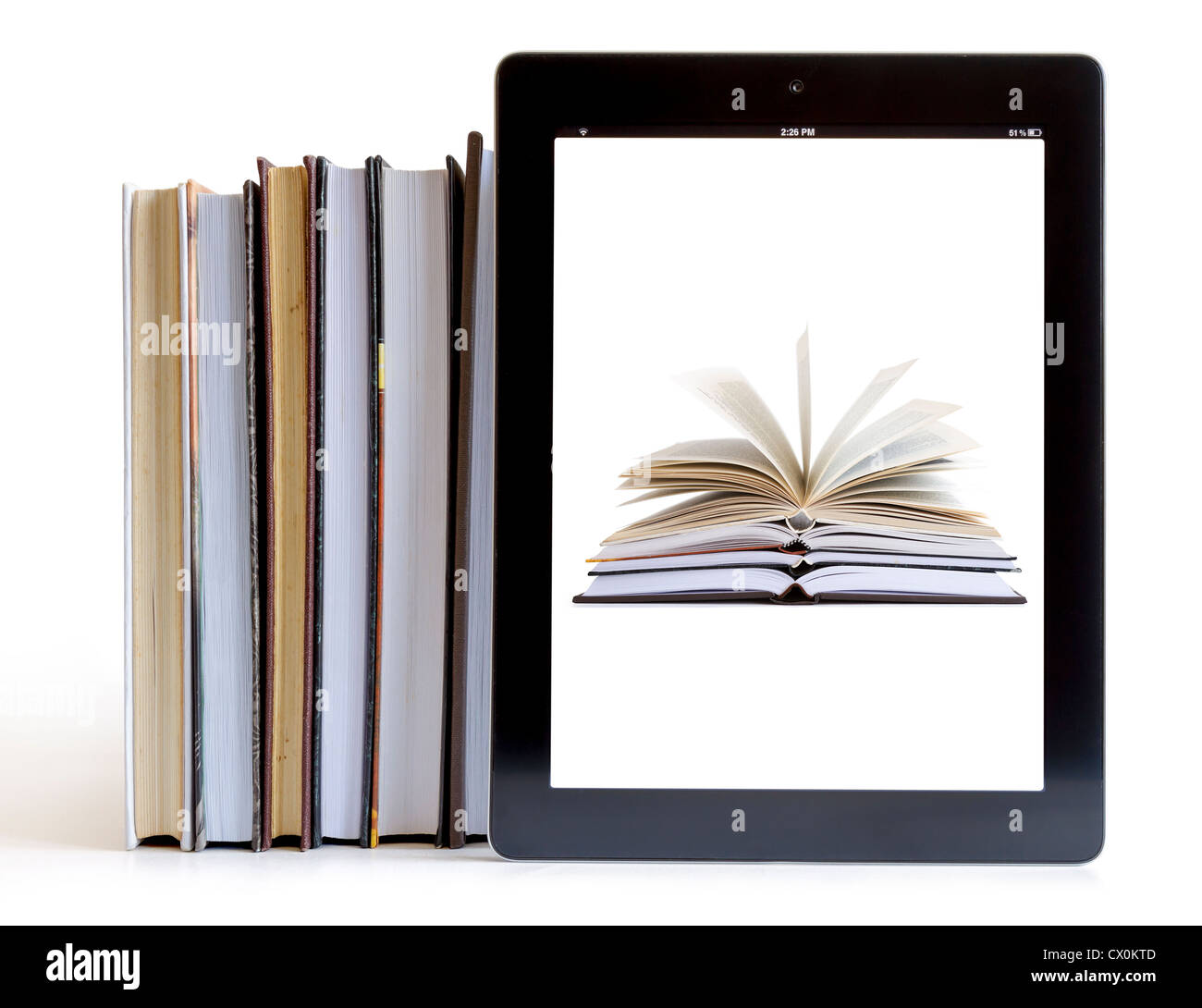 Aprire i Libri su tablet pc concept Foto Stock