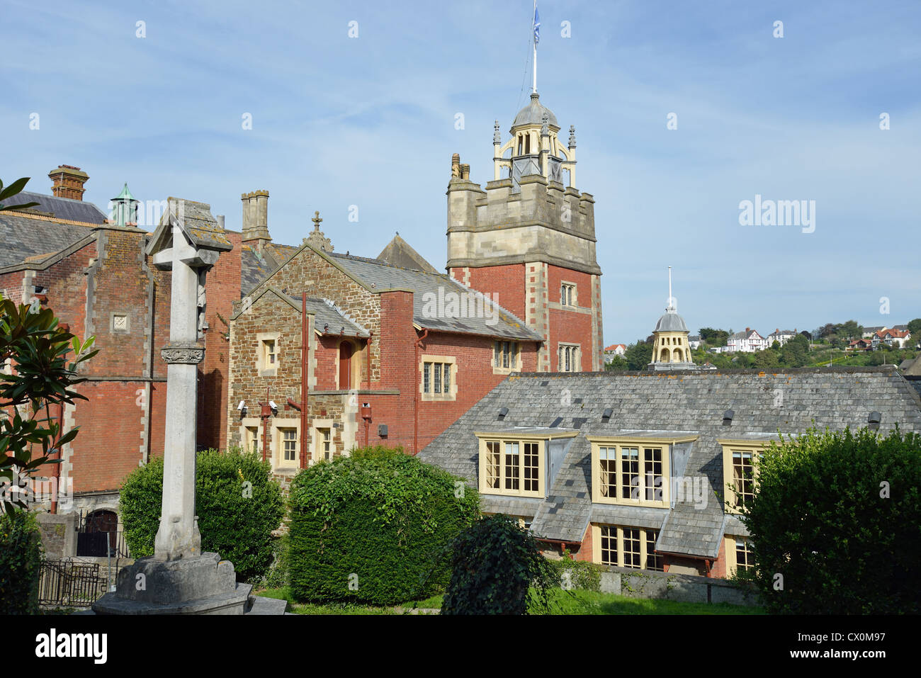 Bideford Town Hall tower, Bideford, Devon, Inghilterra, Regno Unito Foto Stock