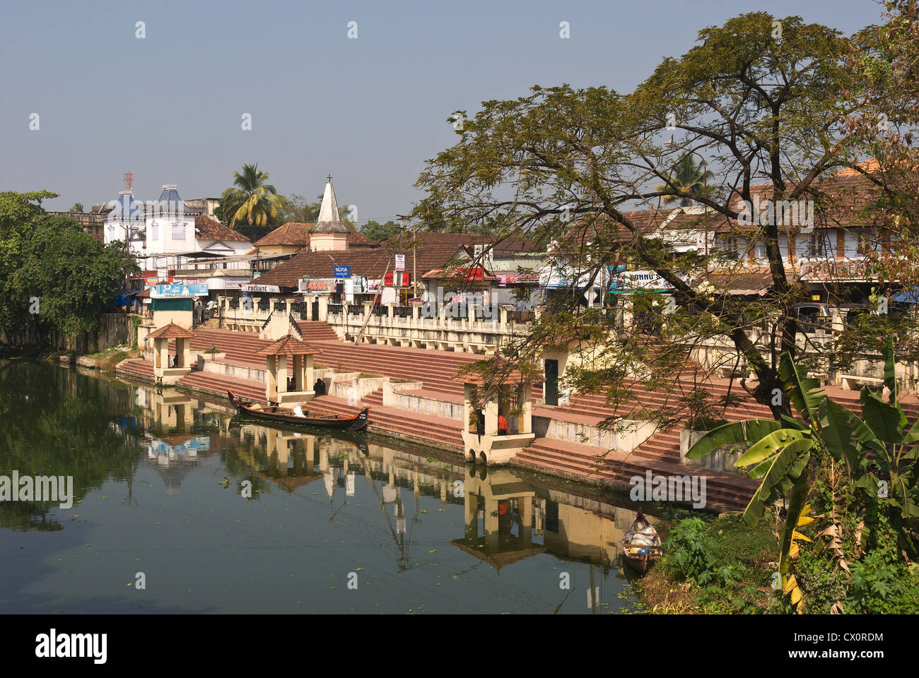 Elk201-3143 India Kerala, Alapuzha, città canal Foto Stock