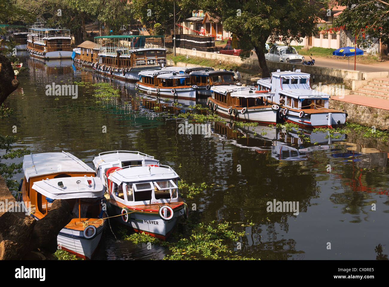 Elk201-3145 India Kerala, Alapuzha, città canal Foto Stock