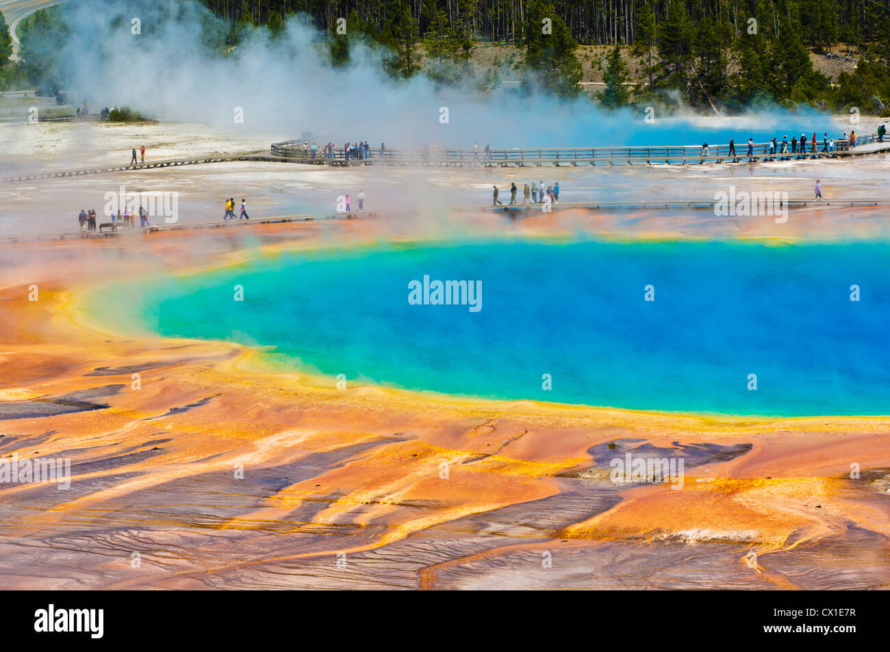 Parco nazionale di yellowstone Grand Prismatic Spring Midway Geyser Basin Parco nazionale di Yellowstone Wyoming Stati Uniti d'America Foto Stock