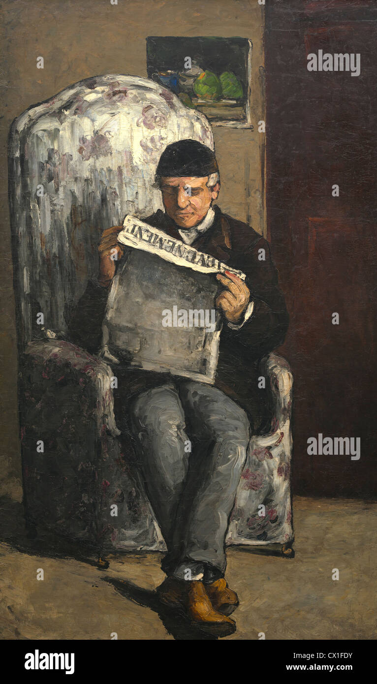 Paul Cézanne (francese, 1839 - 1906 ), l'artista, il padre, la lettura 'L'Événement", 1866, olio su tela Foto Stock