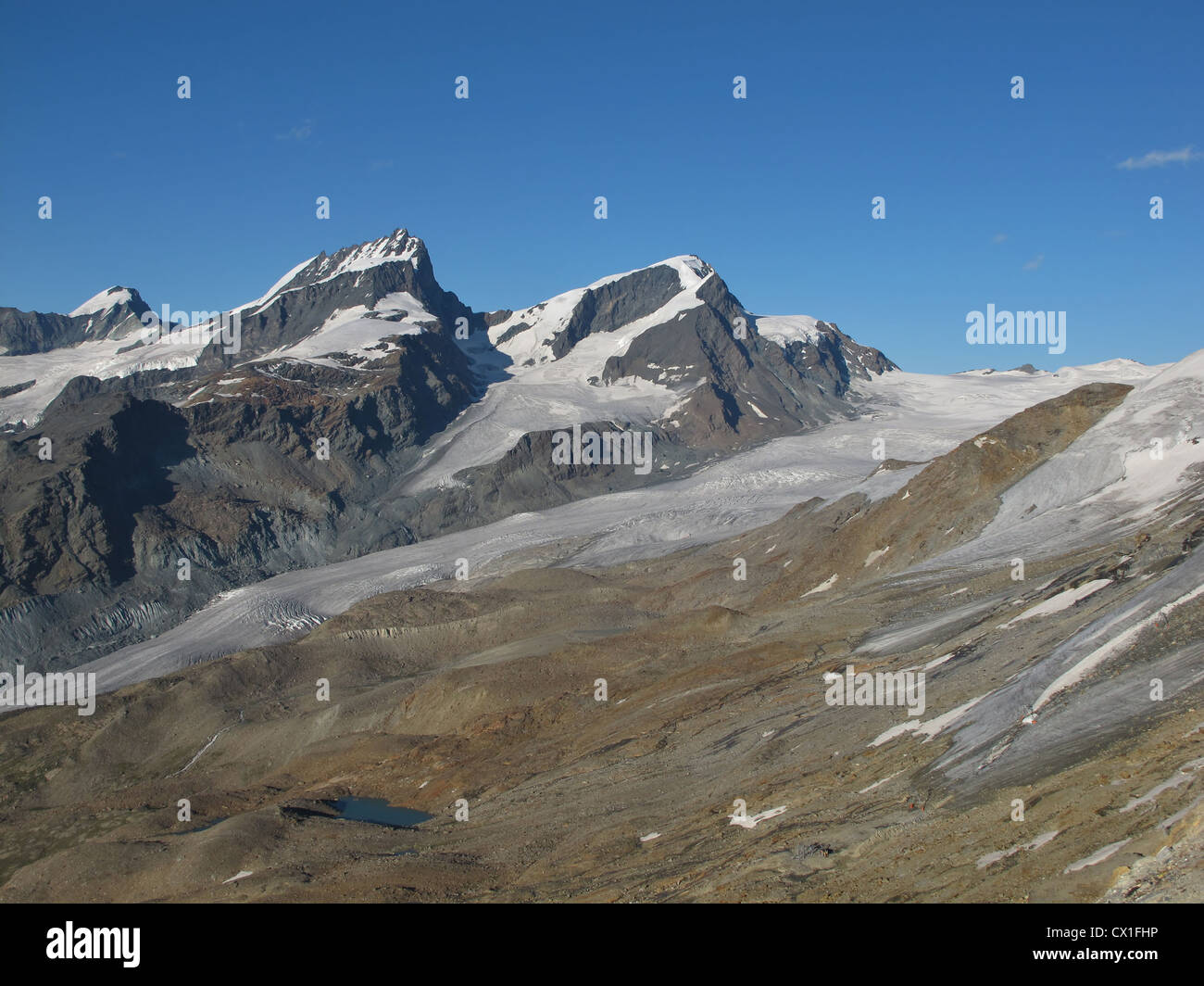 Alte montagne, Rimpfischhorn Strahlhorn e Adlerhorn Foto Stock
