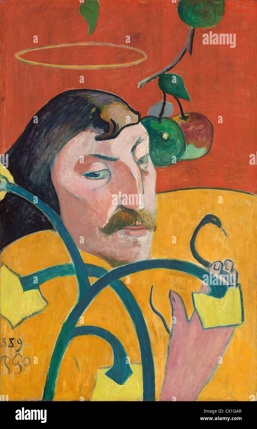 Paul Gauguin (francese, 1848 - 1903 ), autoritratto, 1889, olio su legno Foto Stock