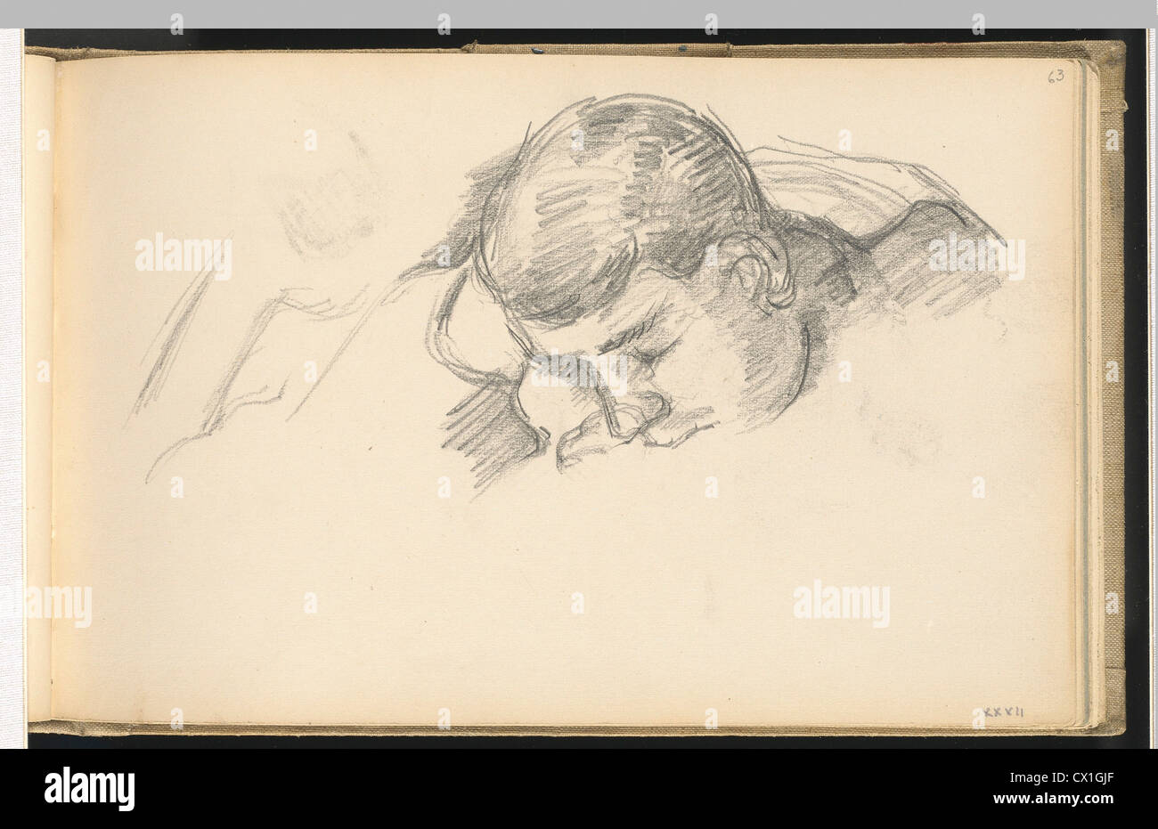 Paul Cézanne, l'artista figlio di lettura, francese, 1839 - 1906, c. 1887, Grafite su carta intessuta Foto Stock