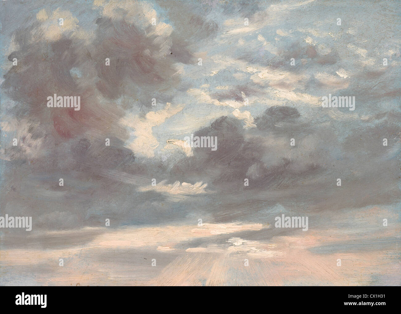 John Constable (British, 1776 - 1837 ), Cloud Studio: tempestoso tramonto, 1821-1822, olio su carta su tela Foto Stock