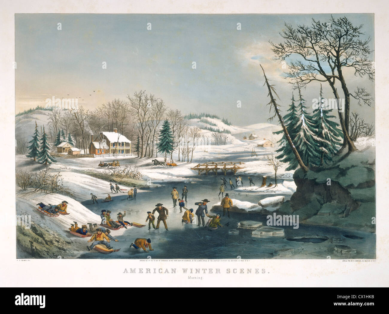 Frances Flora Bond Palmer e Nathaniel Currier (editore), American scene invernali: mattina Foto Stock