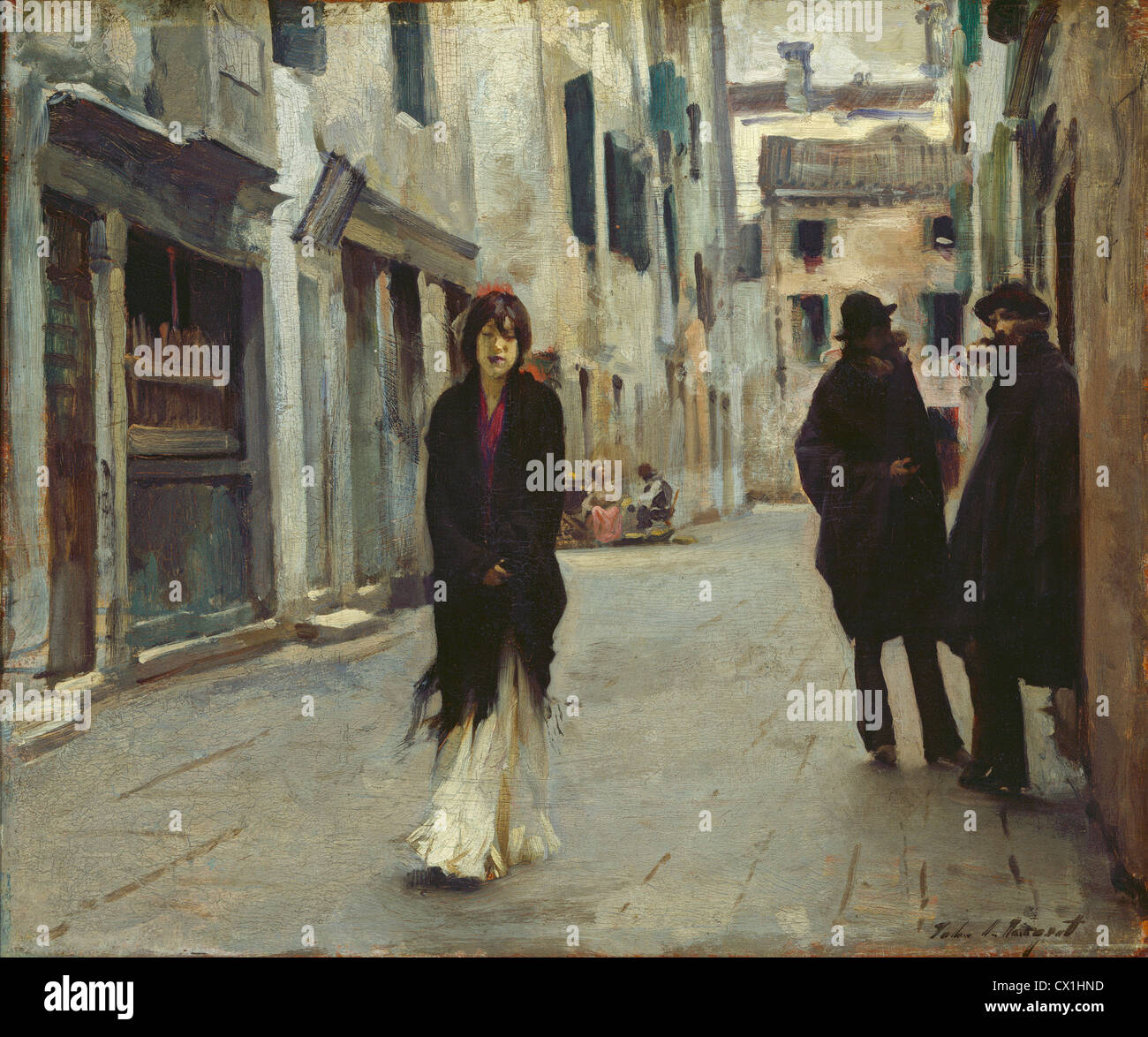 John Singer Sargent, strada di Venezia, americano, 1856 - 1925, 1882, olio su legno Foto Stock