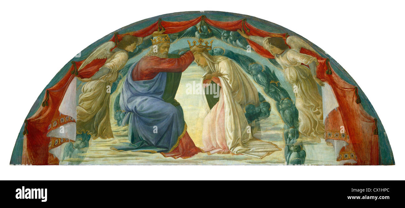 Filippino Lippi, l'Incoronazione della Vergine, Italiano, 1457 - 1504, c. 1475, olio e tempera (?) sul pannello Foto Stock