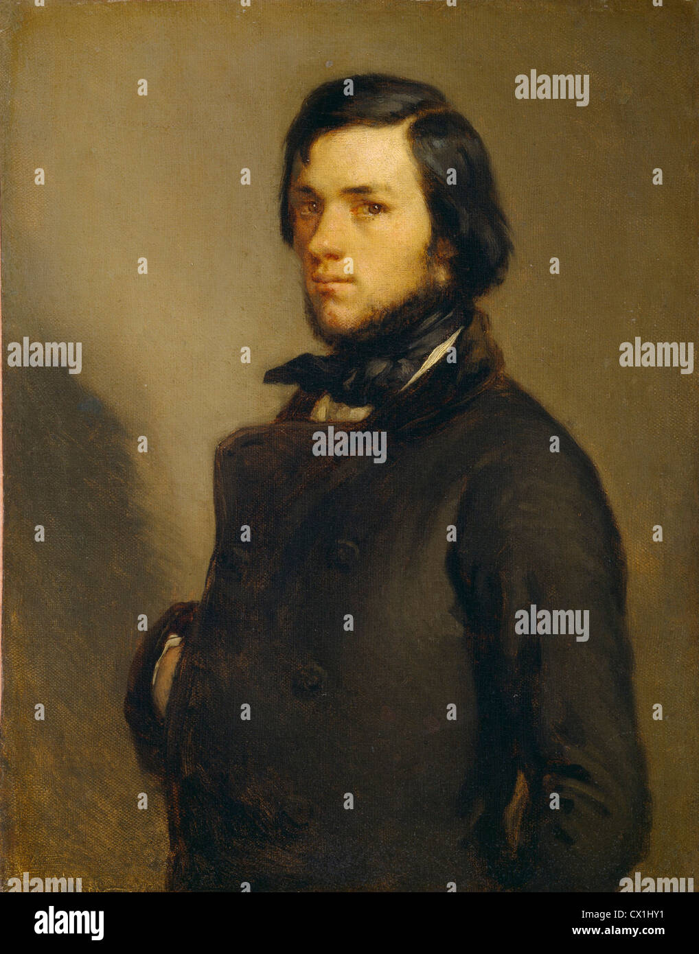 Jean-François miglio, il Ritratto di un uomo, francese, 1814 - 1875, c. 1845, olio su tela Foto Stock