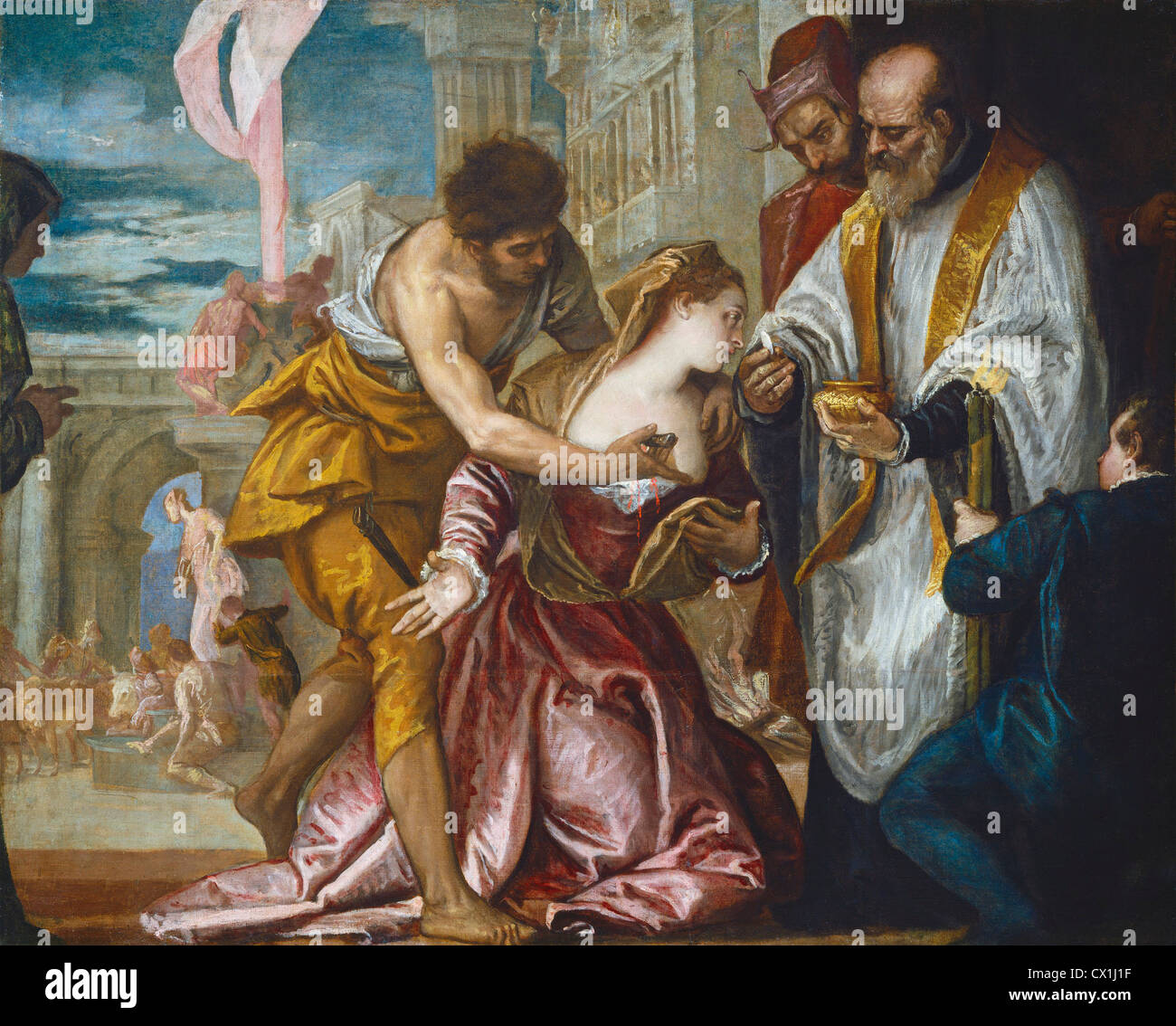 Veronese, il martirio e ultima Comunione di Santa Lucia, Italiano, 1528 - 1588, c. 1582, olio su tela Foto Stock
