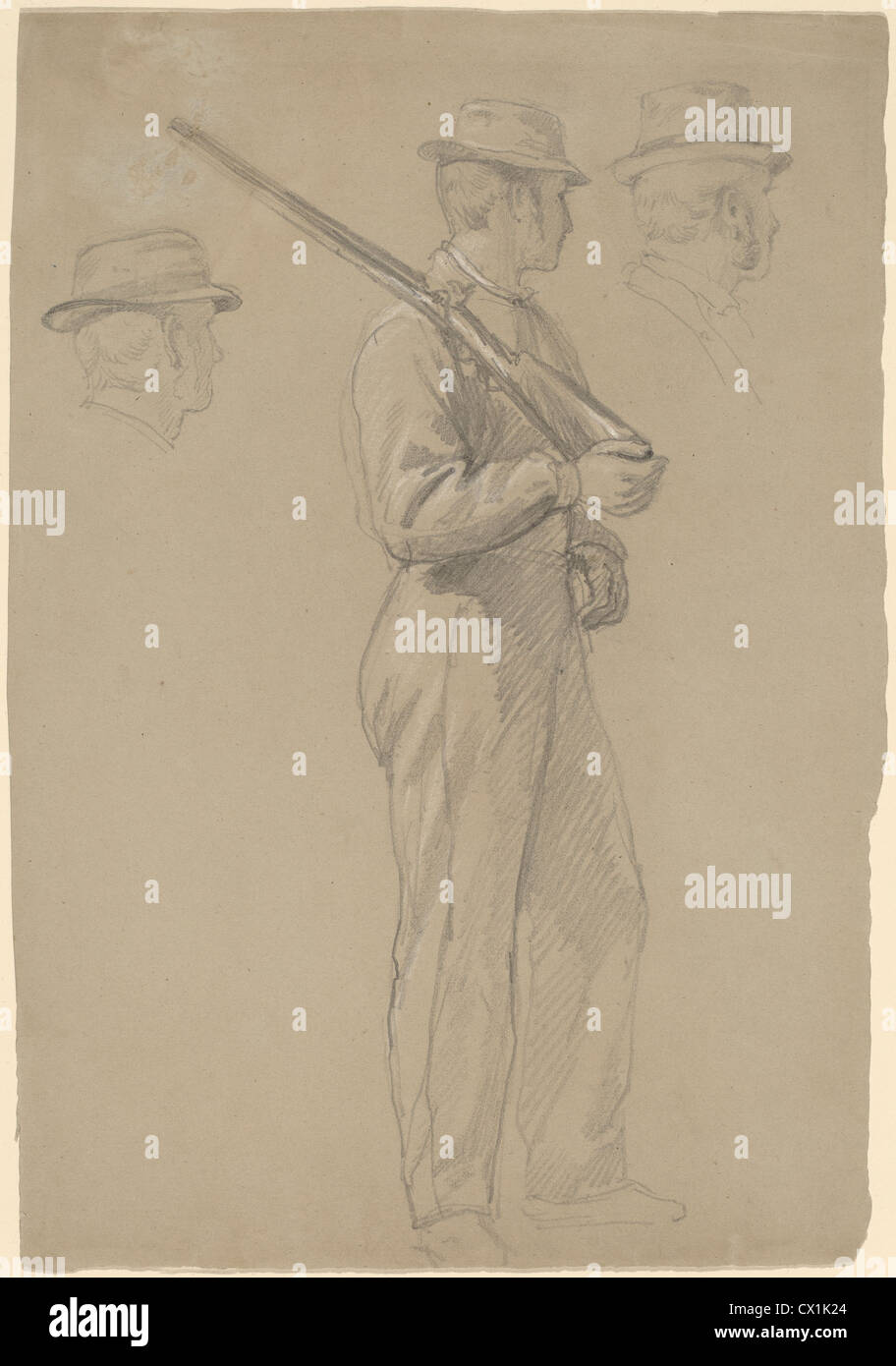 Daniel Huntington, reclutare; due studi di teste, americano, 1816 - 1906, c. 1862 Foto Stock