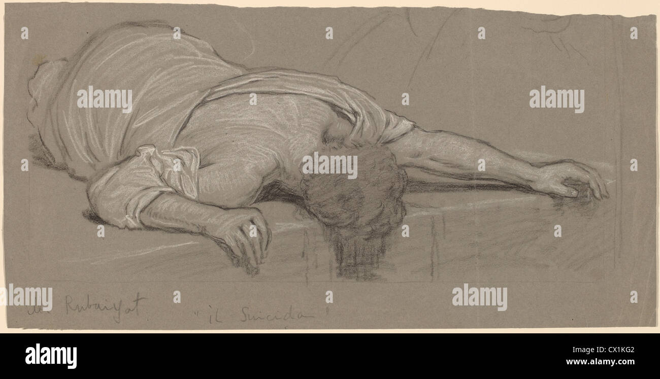 Elihu Vedder, dal Rubáiyát, americano, 1836 - 1923, c. 1887, Grafite su carta intessuta Foto Stock