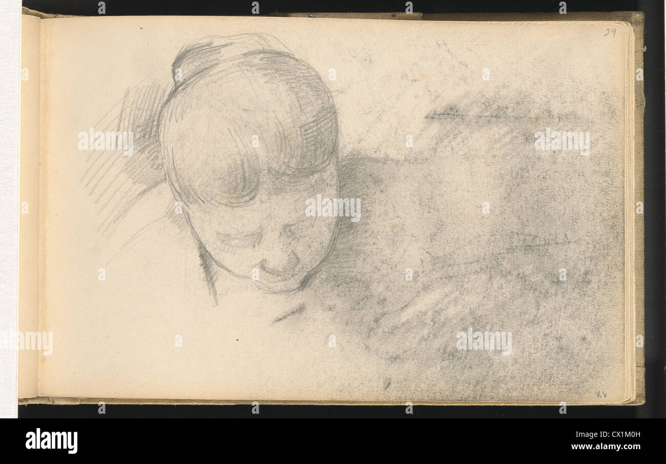 Paul Cézanne, Donna sporgersi in avanti, francese, 1839 - 1906, 1890/1894, Grafite su carta intessuta Foto Stock