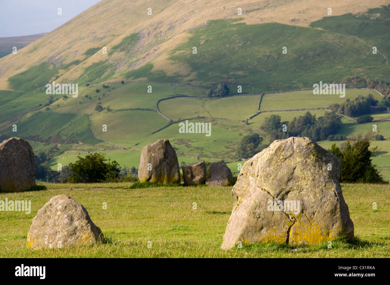 Castlerigg Stone Circle Near Keswick, Parco Nazionale del Distretto dei Laghi Foto Stock