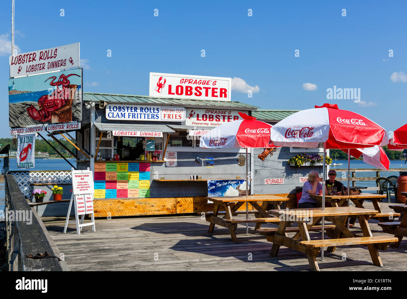 Ratti Sprague's lobster shack take-out ristorante sulla US Route 1 in Wiscasset, Lincoln County, Maine, Stati Uniti d'America Foto Stock