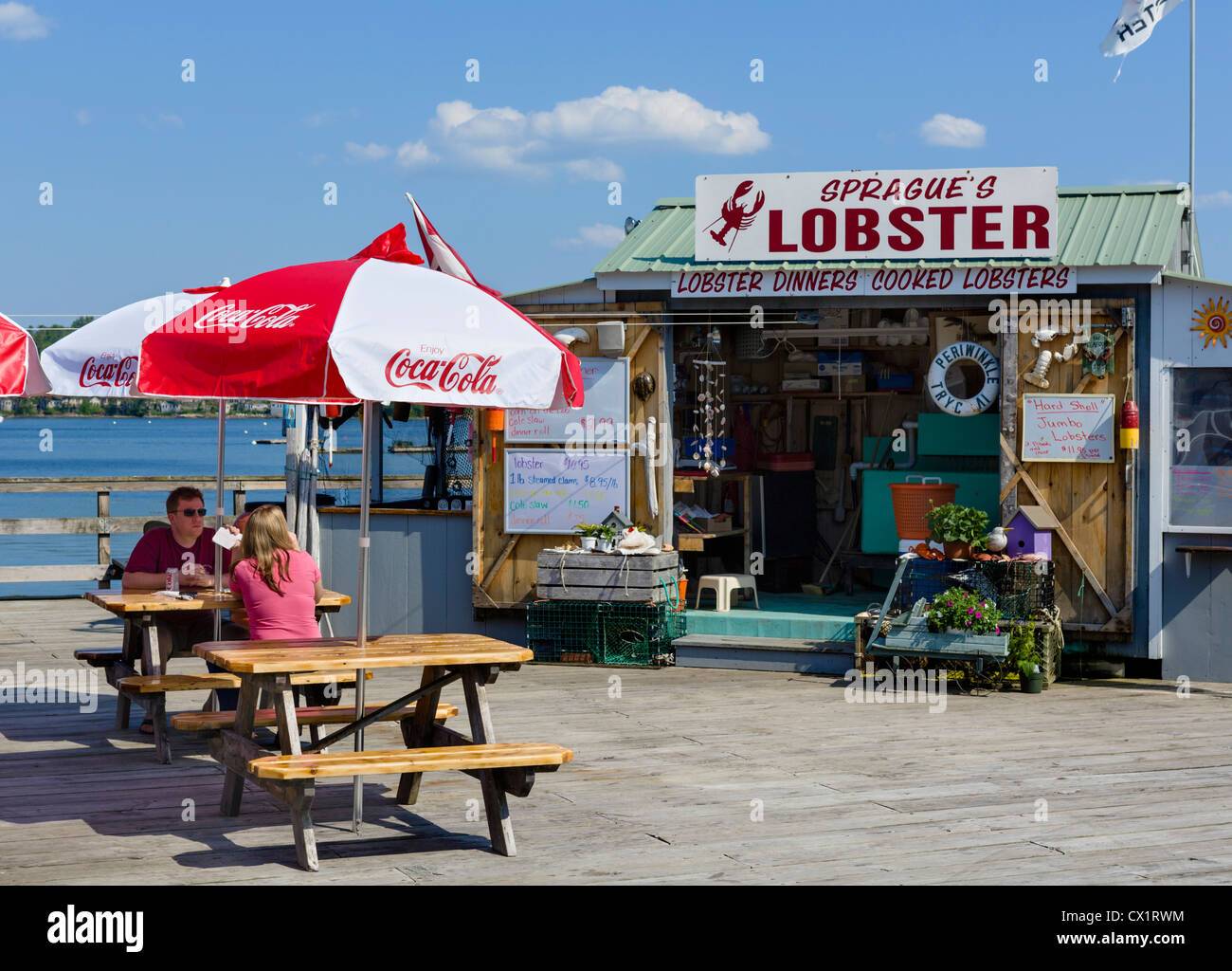Ratti Sprague's lobster shack take-out ristorante sulla US Route 1 in Wiscasset, Lincoln County, Maine, Stati Uniti d'America Foto Stock