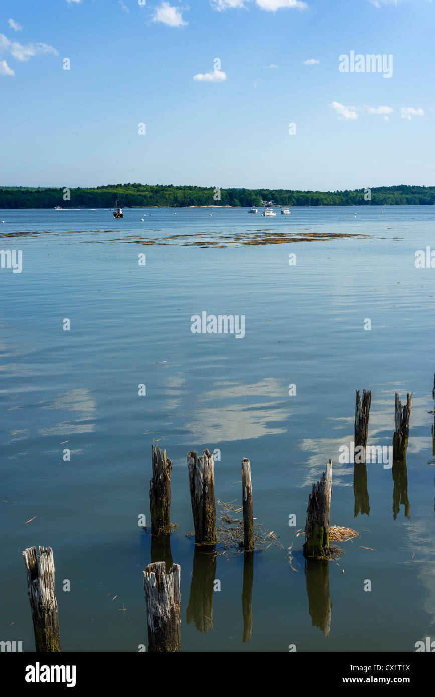 Il fiume Wiscasset da US Route 1 in Wiscasset, Lincoln County, Maine, Stati Uniti d'America Foto Stock