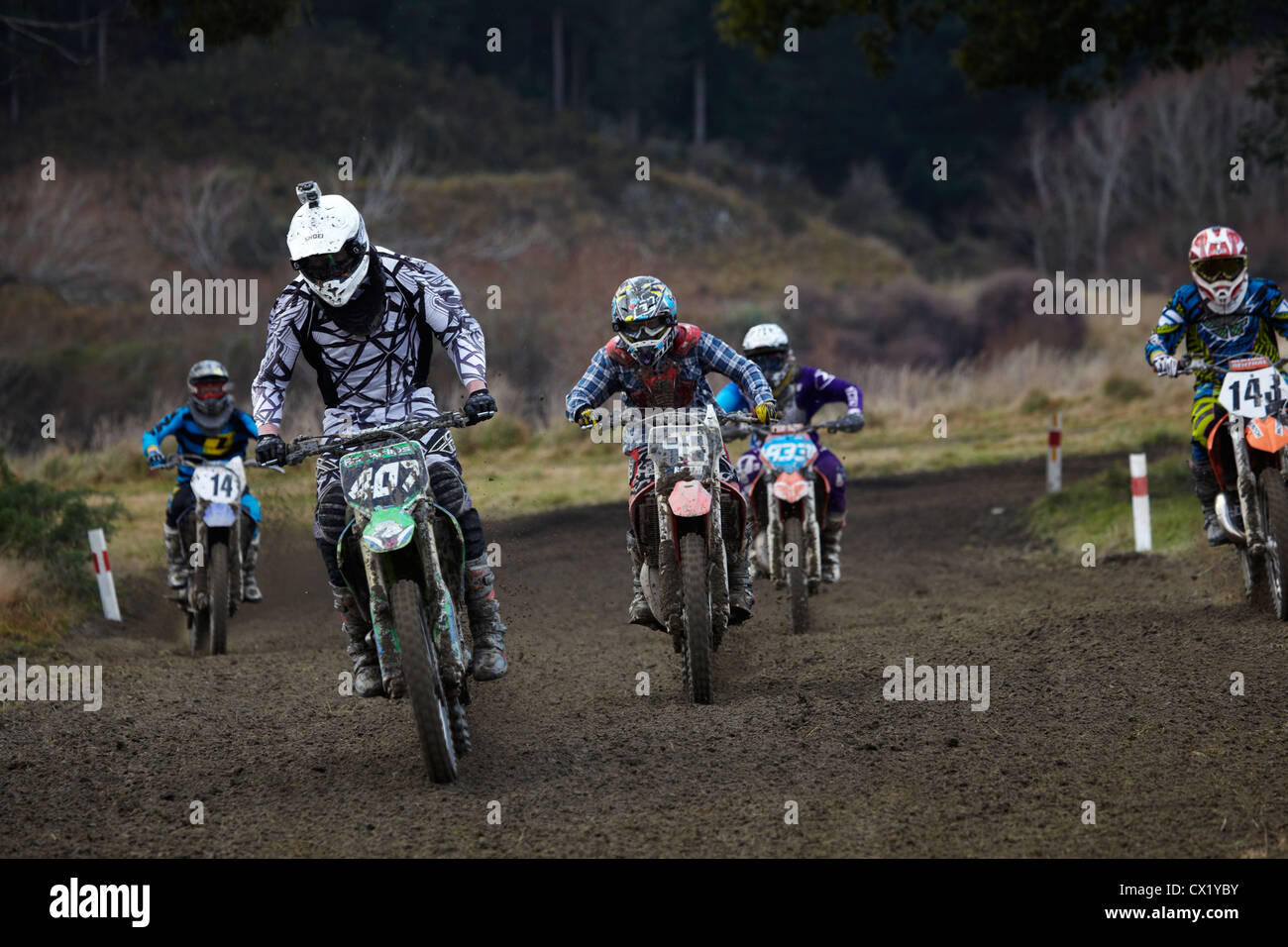 Il Motocross, Balclutha, Sud Otago, Isola del Sud, Nuova Zelanda Foto Stock