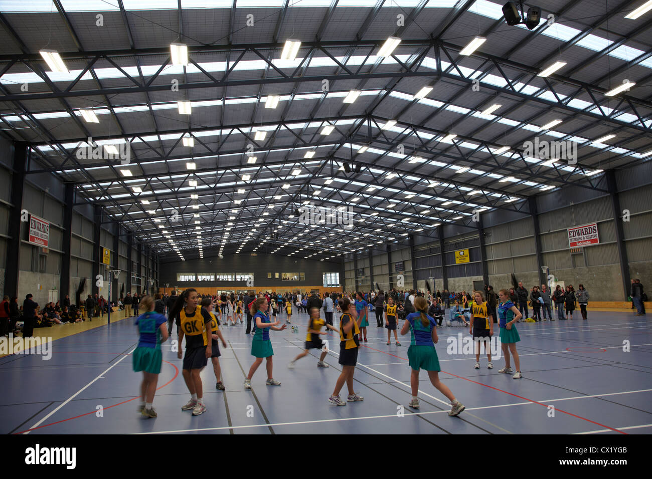 Netball Torneo, South Otago Netball Centre, Balclutha, Sud Otago, Isola del Sud, Nuova Zelanda Foto Stock