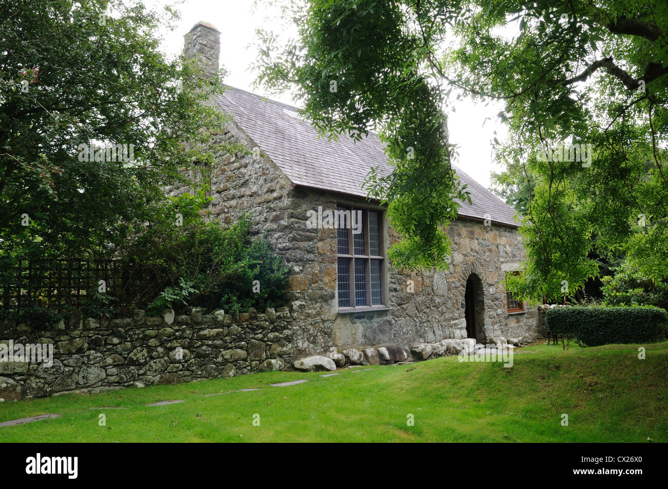Penarth Fawr quattrocentesca Casa Medioevale Llanystumdwy Gwynedd in Galles Cymru REGNO UNITO GB Foto Stock