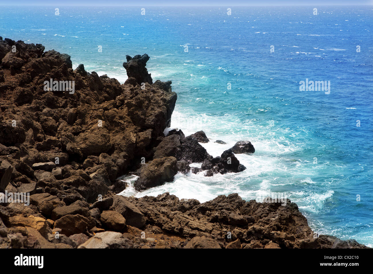 Lanzarote El golfo oceano Atlantico pietre vulcaniche shore vista aerea Foto Stock