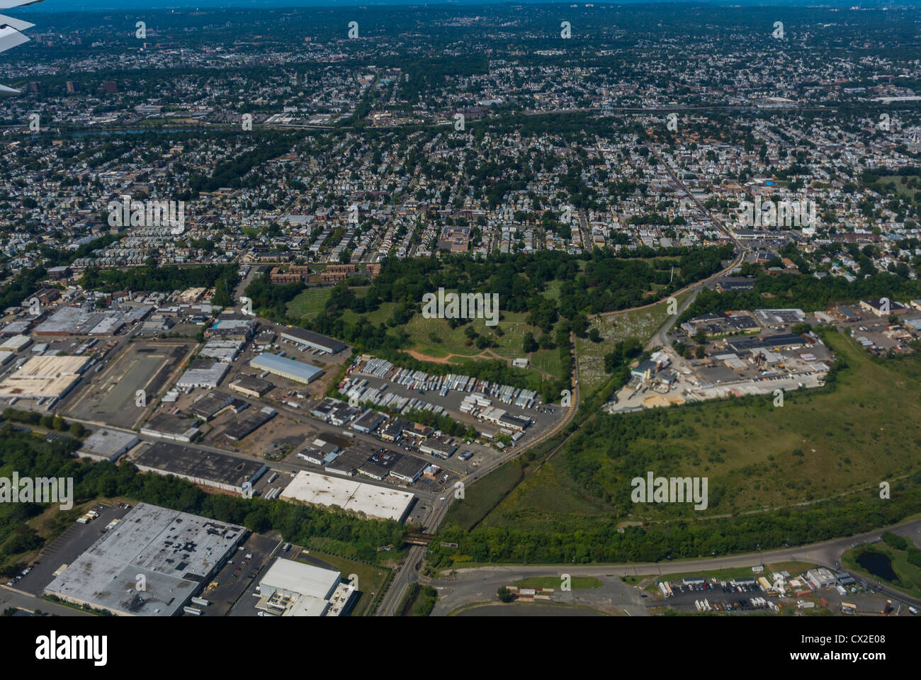 Panoramiche, antenne, del New Jersey, Newark, della città e delle periferie, dall'aeroplano Foto Stock