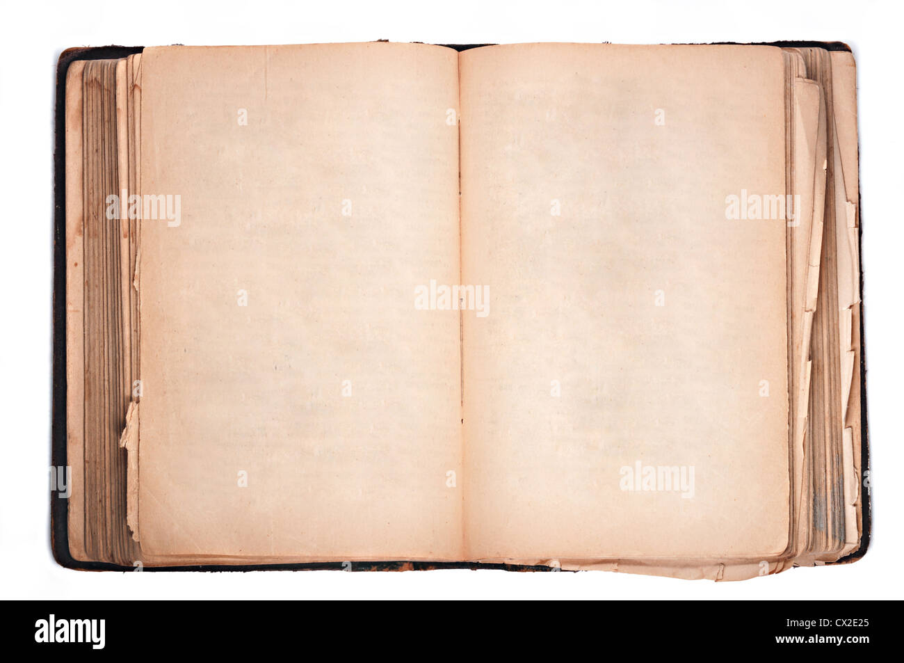 Un vecchio libro con giallo vuota pagine colorate Foto Stock