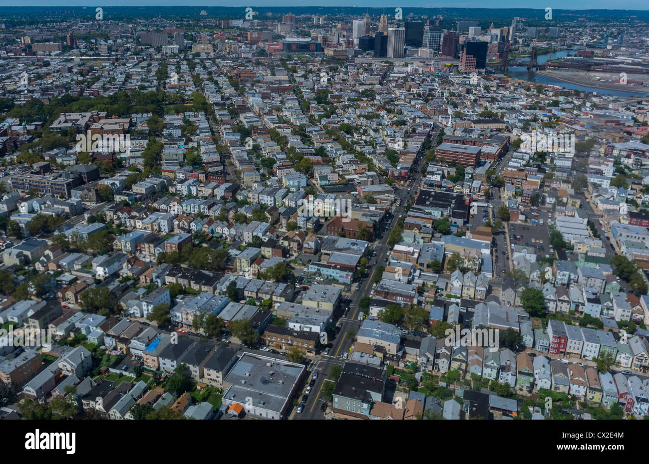 Panoramiche, antenne, del New Jersey, Newark, da aereo, sobborgo di new york, estate Foto Stock