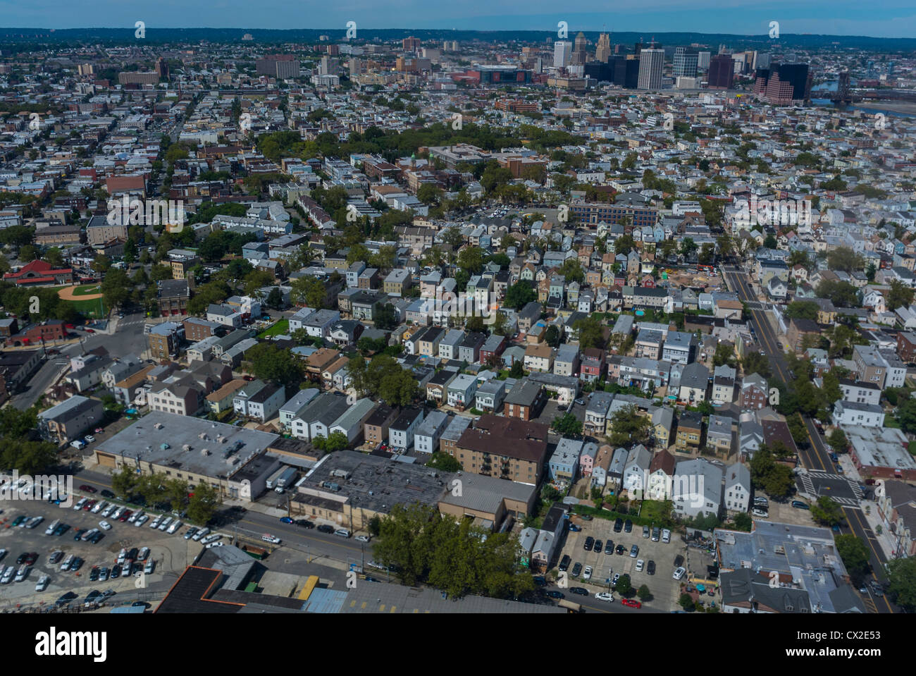 Overviews, antenne, del New Jersey, Newark, City with Suburbs, dall'alto, ospita città, abitazioni, urbanismo america, alloggi USA Foto Stock