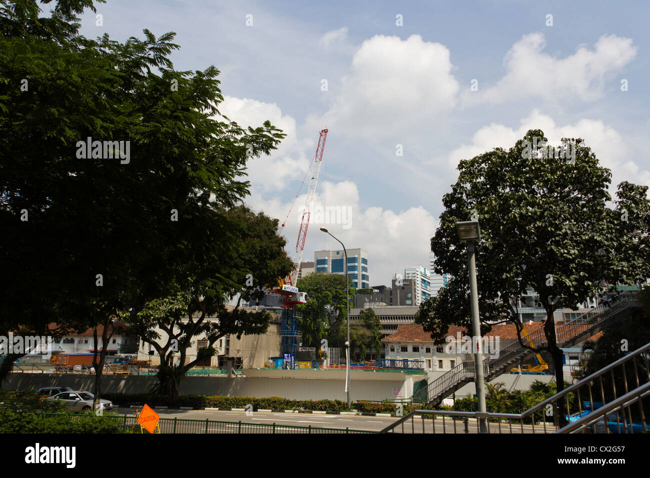 Lavori di costruzione in corso in Singapore. Proprio accanto al Suntec City, vi è stato un grafico con un sacco di lavori di costruzione accadendo. Foto Stock