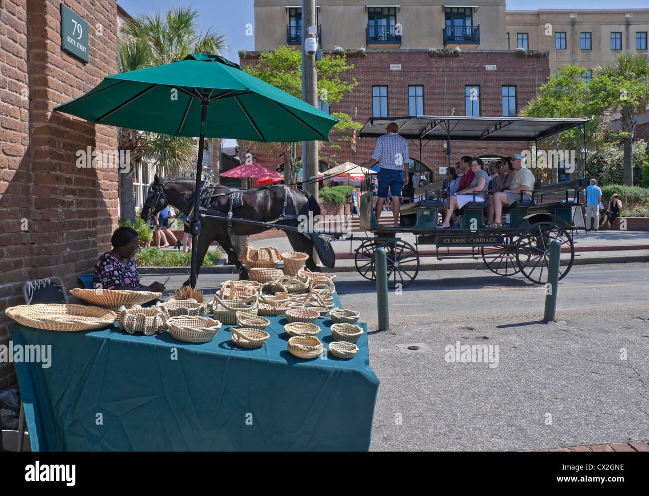 Scena dal Charleston, Carolina del Sud della città area di mercato. Foto Stock
