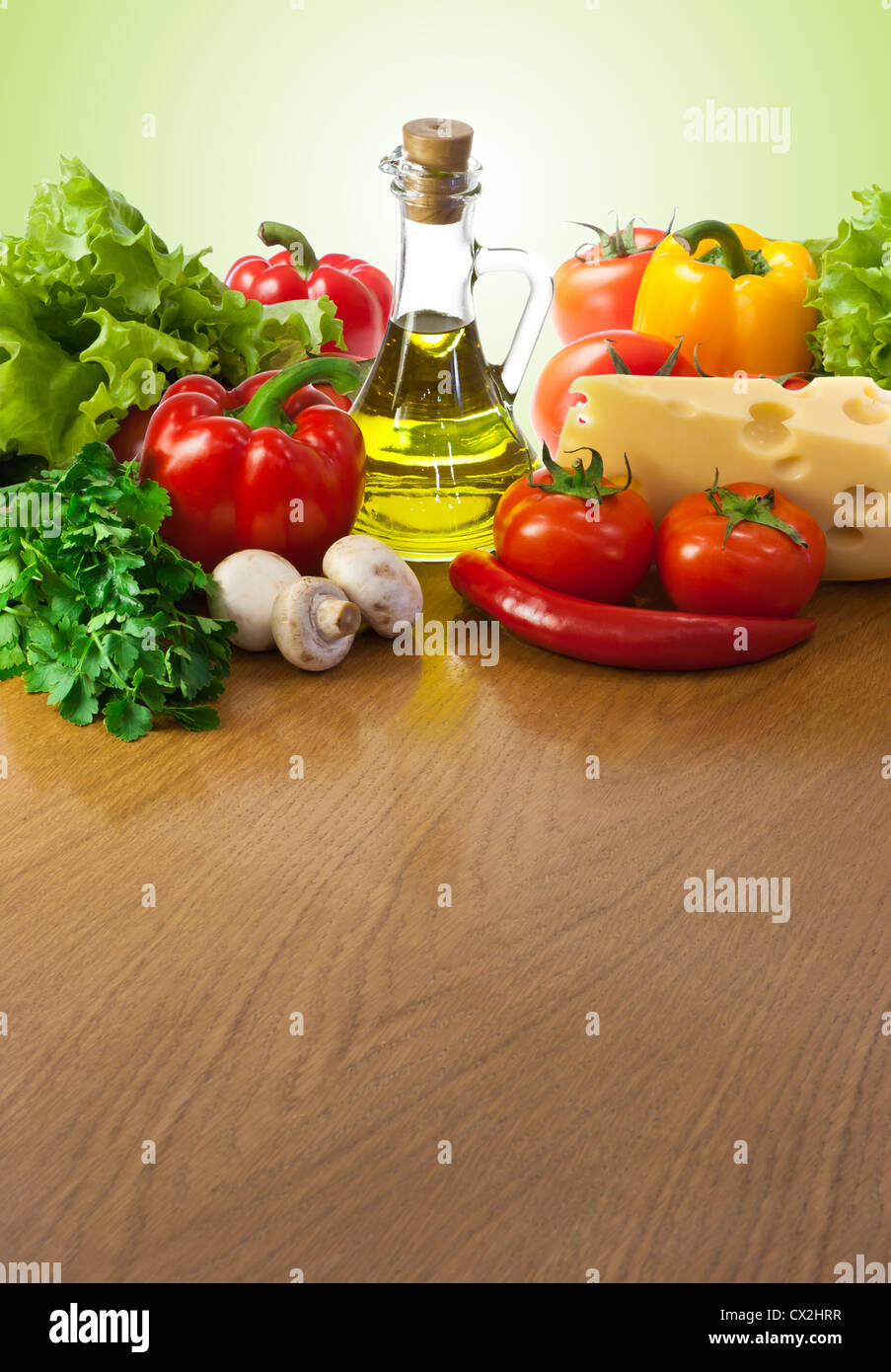 Cibo sano sul tavolo Foto Stock