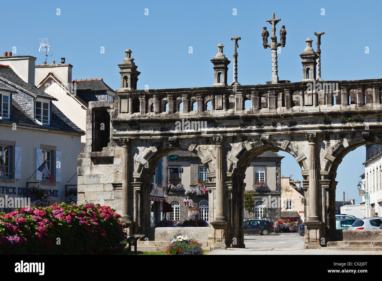 L'Arco Trionfale, Sizun, Finistère Bretagna Francia Foto Stock