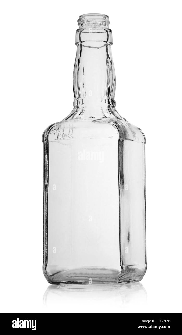 Whiskey bottiglia isolato su uno sfondo bianco. Tracciato di ritaglio Foto Stock