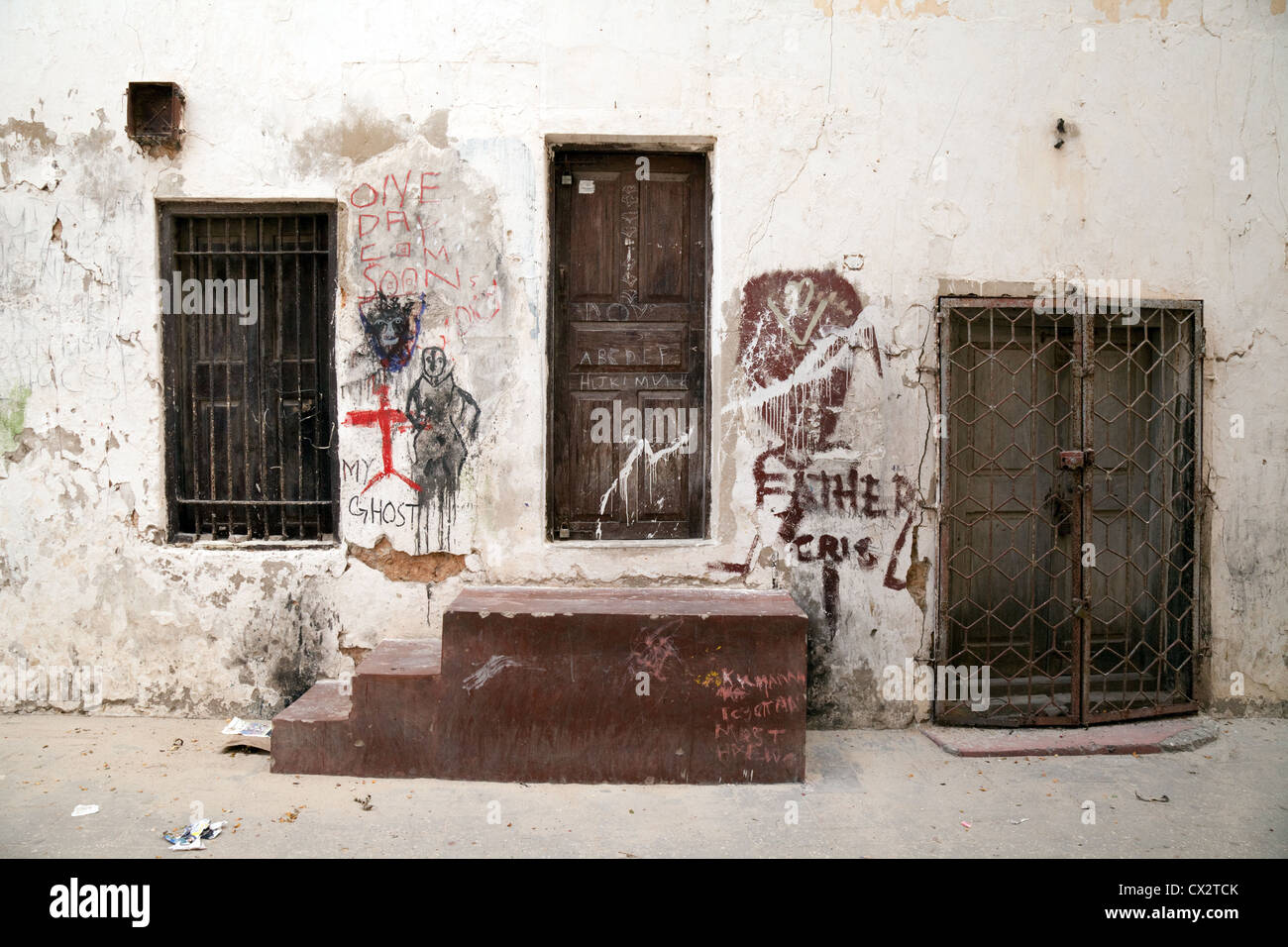Graffiti, Stone Town Zanzibar Tanzania Africa Foto Stock