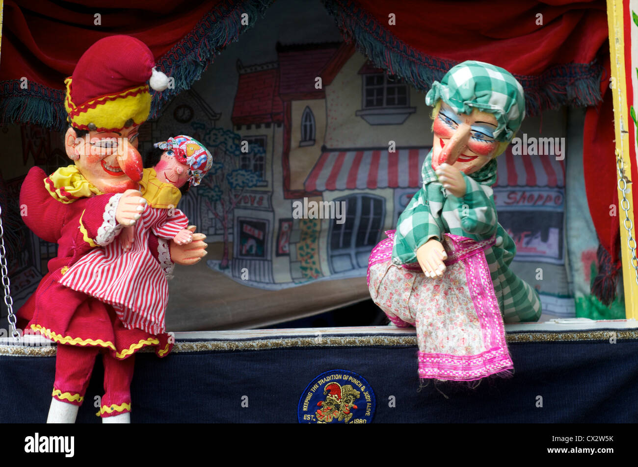 Punch e Judy mostra in un villaggio di fete in Old Buckenham, Norfolk Foto Stock