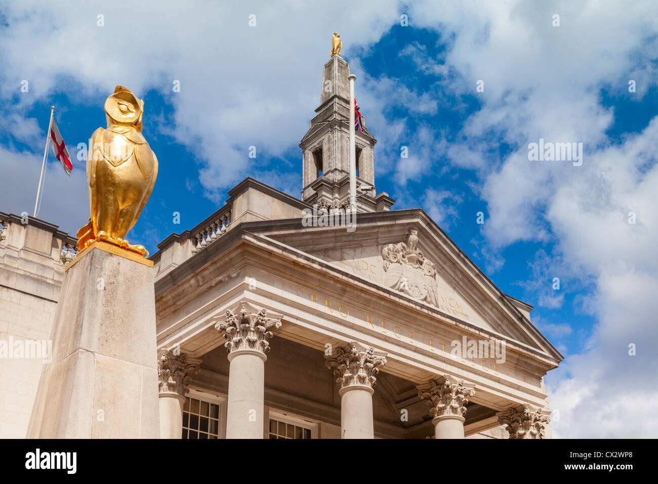 Dettaglio di Leeds sala civica, aperto nel 1933, che si erge in Millennium Square Foto Stock
