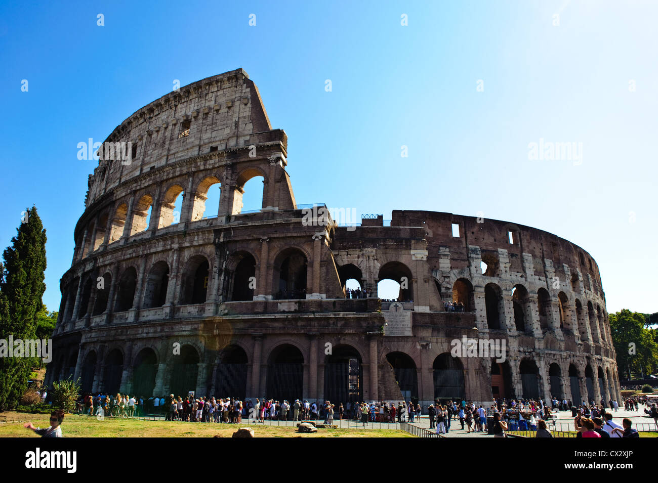 Una vista del Colosseo da ovest. Foto Stock