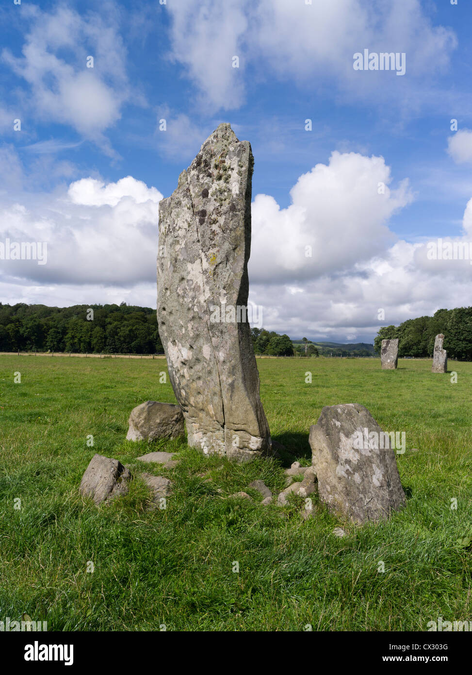 dh Nether Largie Stones KILMARTIN GLEN ARGYLL SCOZIA in piedi scozzesi pietra con contrassegni di coppa gran bretagna Foto Stock