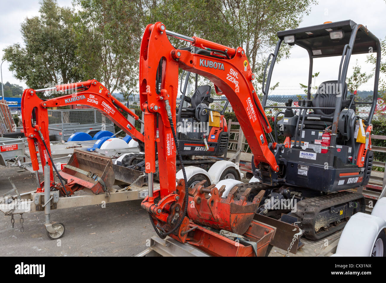 Escavatore di macchinari per il noleggio al Sunshine Coast, Queensland, Australia Foto Stock