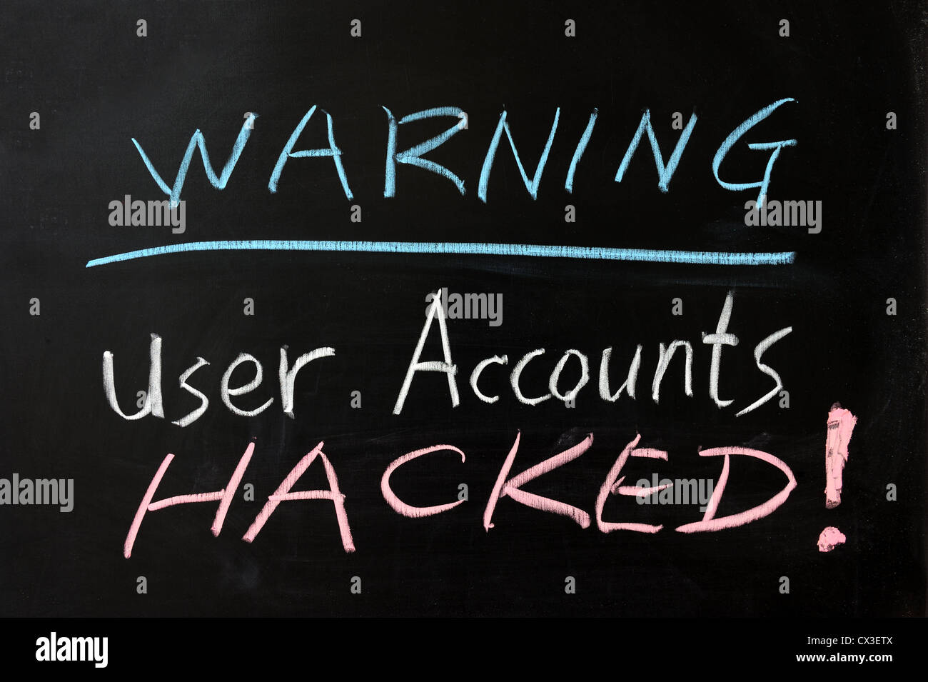 Chalk disegno - avvertimento di account utente hacked Foto Stock