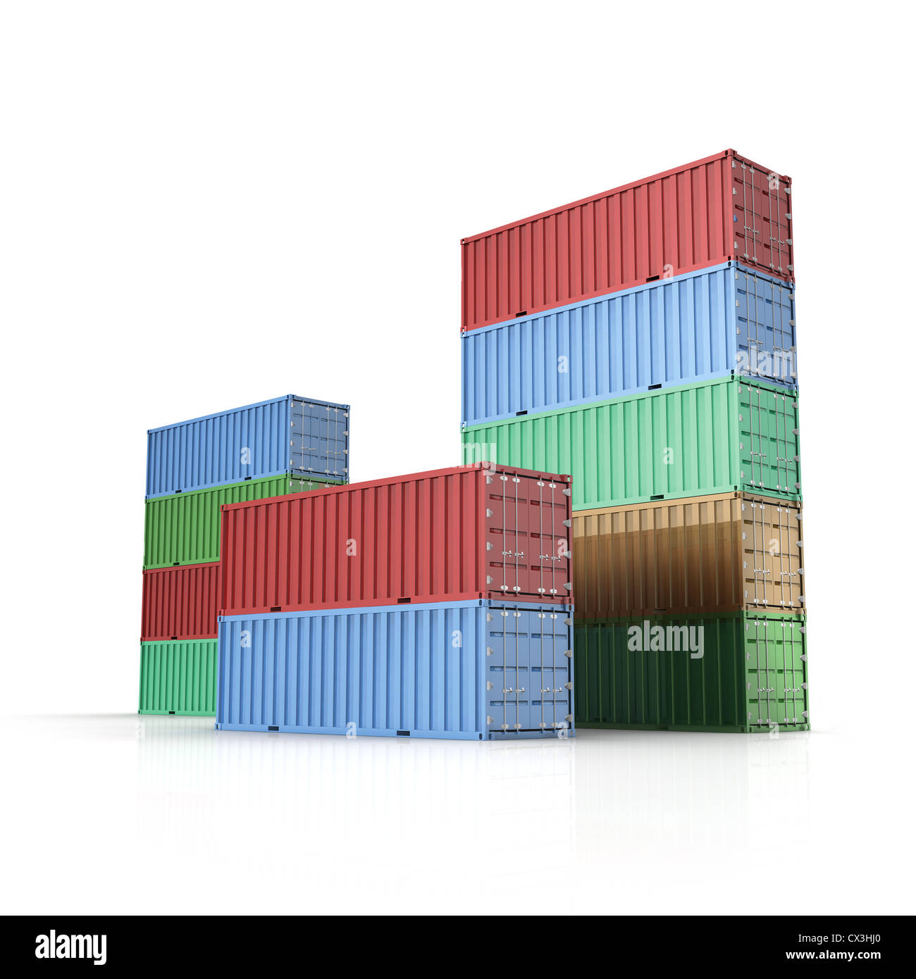 Contenitore / Frachtcontainer für Schiffsfracht auf weissem Hintergrund - International contenitore per il trasporto di merci Foto Stock