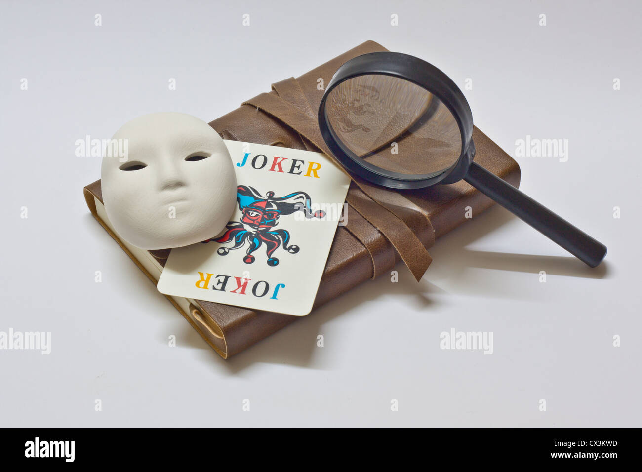 Detective del notebook e joker Foto Stock