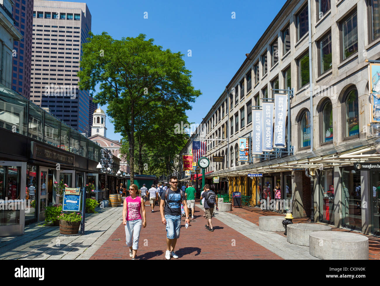 Quincy Market nello storico centro cittadino di Boston, Massachusetts, STATI UNITI D'AMERICA Foto Stock