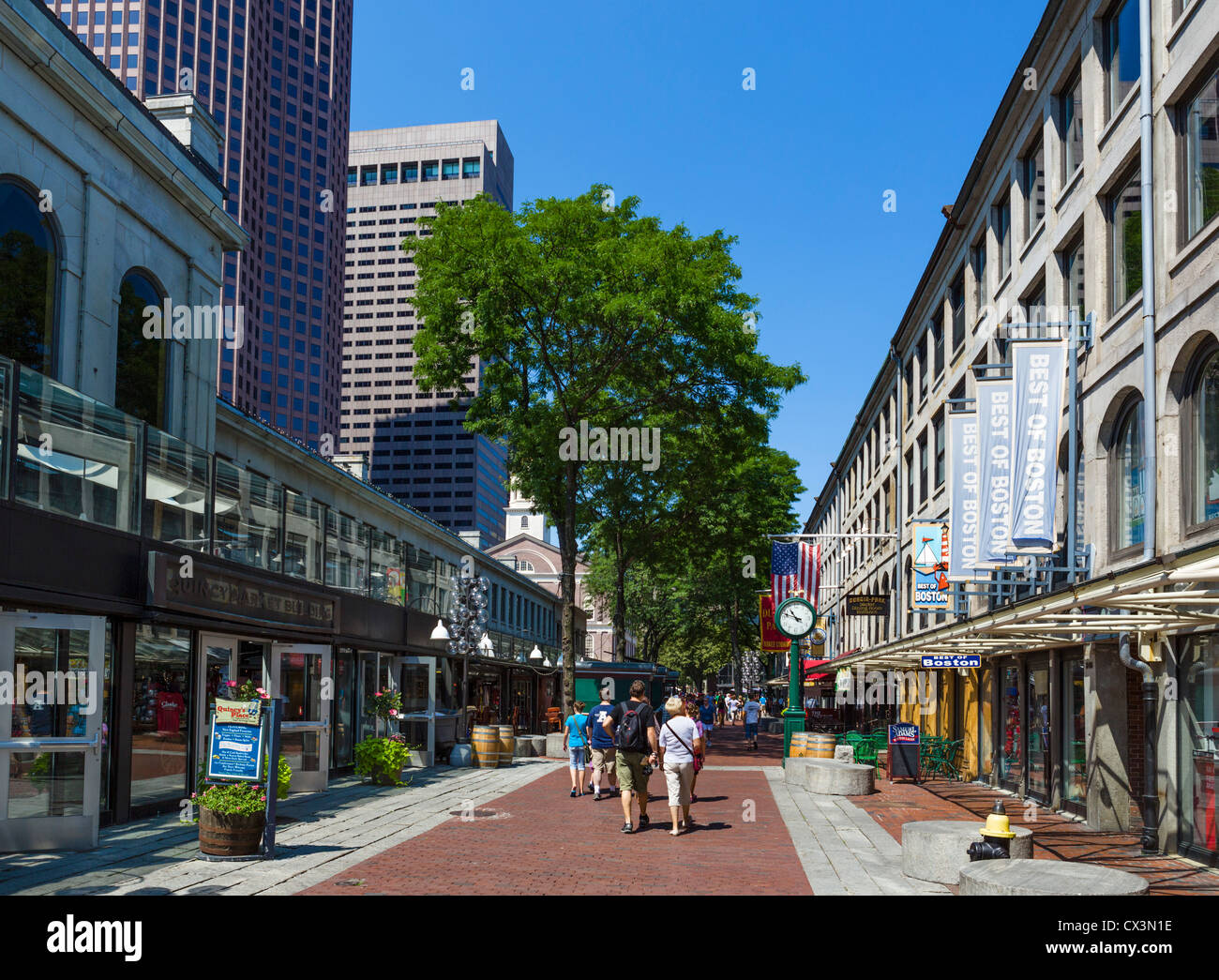 Quincy Market nello storico centro cittadino di Boston, Massachusetts, STATI UNITI D'AMERICA Foto Stock