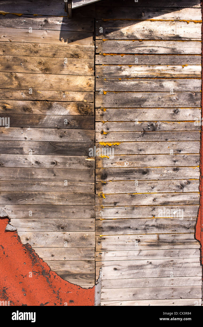 Abstract, weathered legno, impeci carta e pareti scrostate. Foto Stock