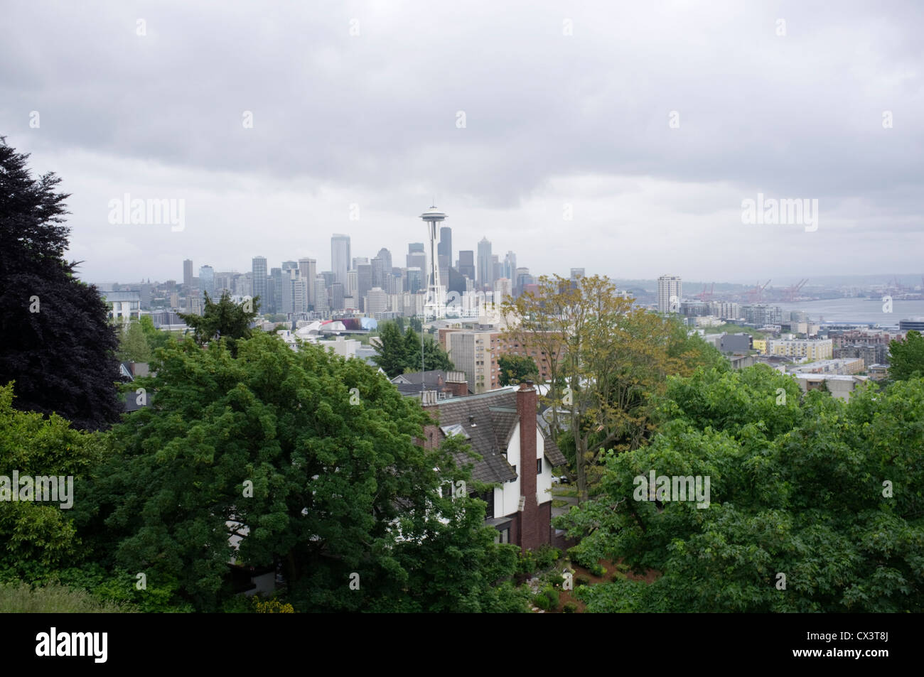 Seattle, nello Stato di Washington, Stati Uniti d'America da Kerry Park Viewpoint, Queen Anne Avenue Foto Stock