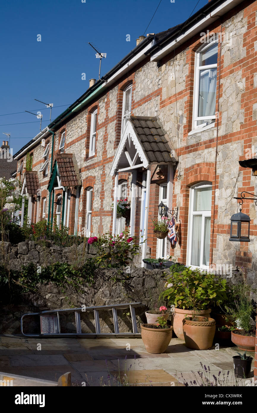 Villette a schiera su strada Lymbourn a Havant, Hampshire Foto Stock